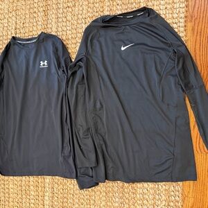 Nike and Under Armour Boys Black Shirts SZ XL